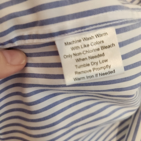 Jos A. Banks non iron tailored fit blue white stripe men's dress shirt 16 32 - Picture 3 of 6